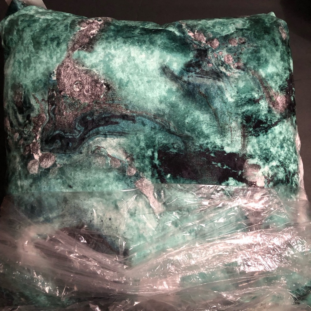 Massa Emerald Green and black duck feather filled 22x22 decor pillows 2 pack new